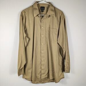 Jos A. Bank 16.5 33 Dress Shirt Mens Tan Cotton Long Sleeve Button Down